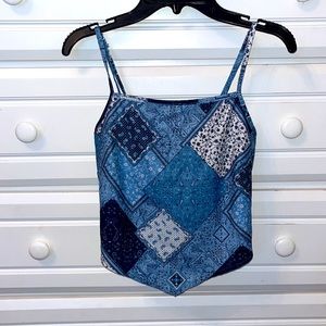 BOUTIQUE SILK BANDANA TOP ADJUSTABLE STRAPS + TIE BACK